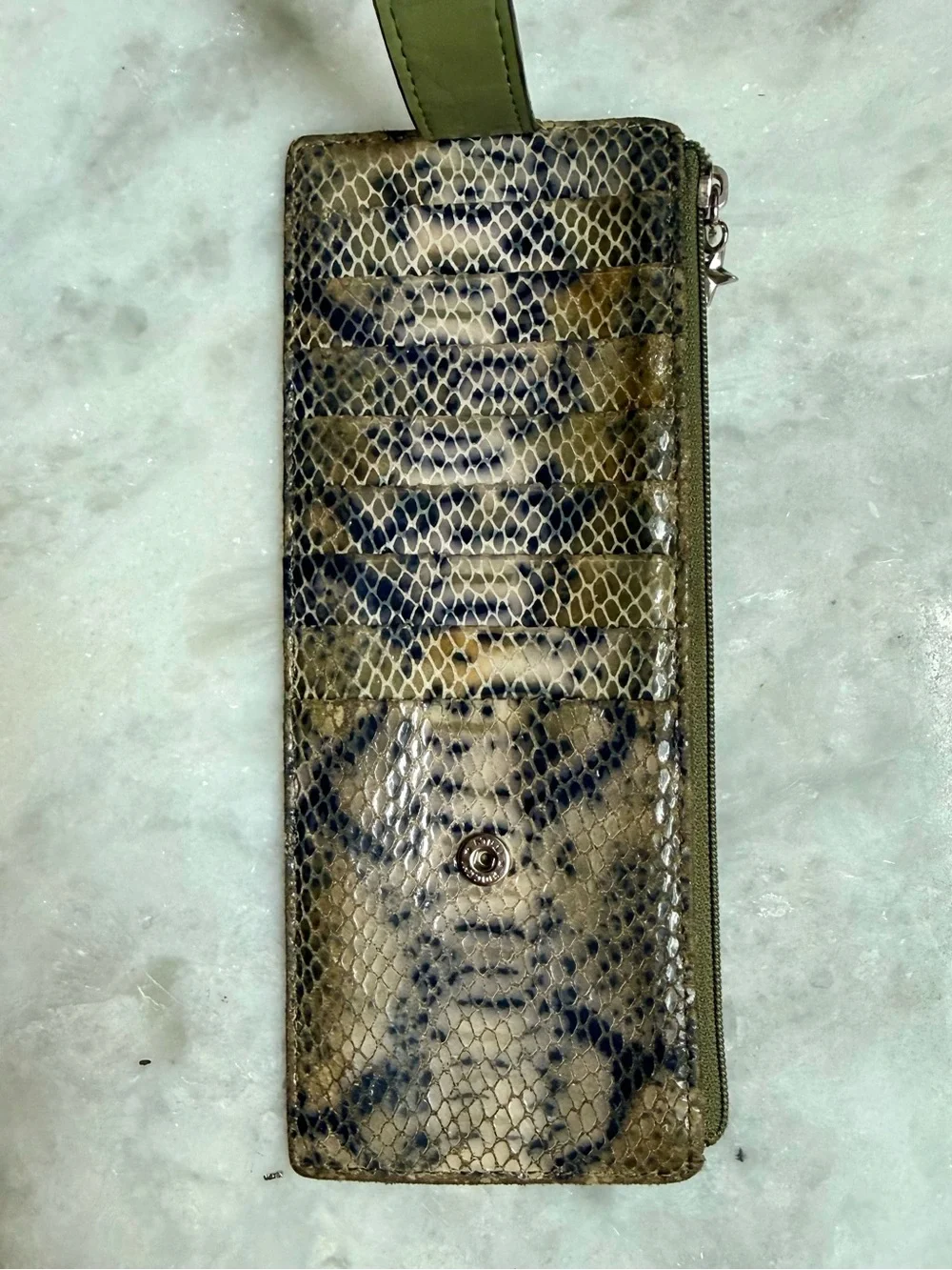 Lodis Julia Long Stacker Leather Card Case - Multicolored Python / Snake Print